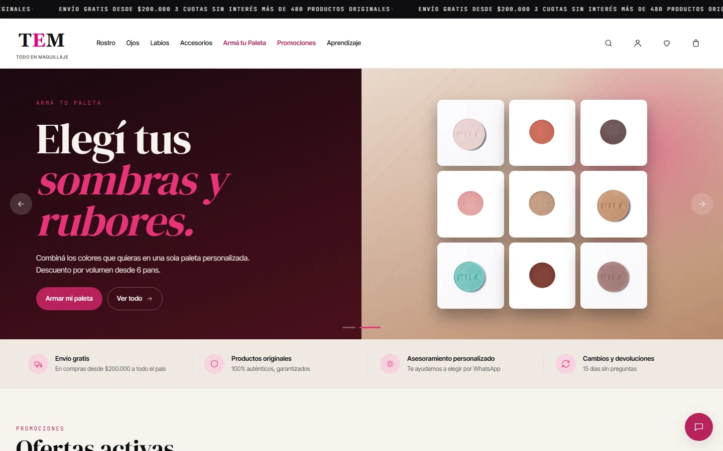Portada de la tienda online de TEM